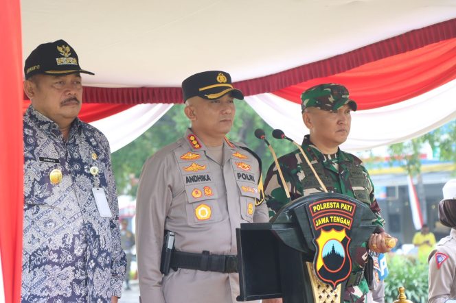 
					Kapolresta Pati Kombes Pol Andhika Bayu Adhittama didampingi Pj Bupati Pati Sujarwanto Dwiatmoko dan Dandim 0718 Pati Letkol Inf Jon Young Saragi ,Selasa (20/8/2024)